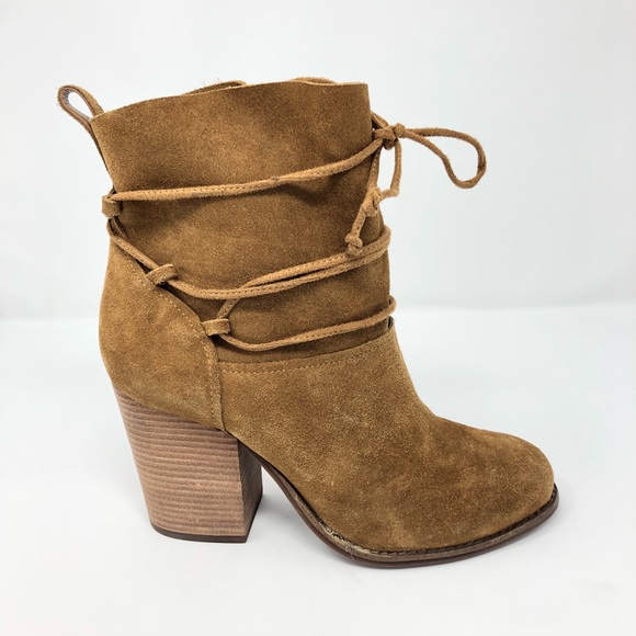 Jessica Simpson Honey Brown Block Ankle Boots 9.5 - Picture 2 of 4
